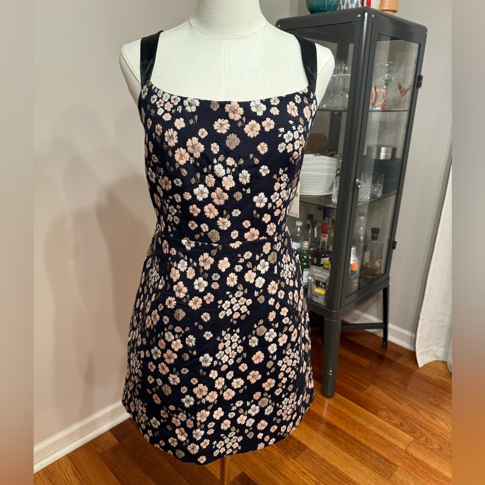 NWT Anthropologie Maeve Jacquard Mini Dress in Black Size 12